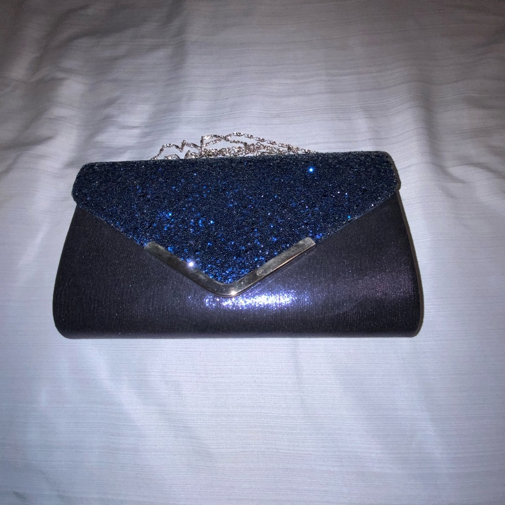 Navy blue formal clutch with sparkles - Picture 4 of 4